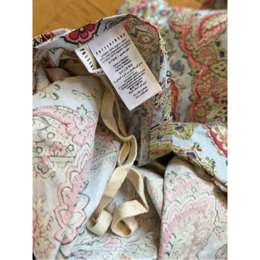 NWOT Pottery Barn Organic Cotton Florentine Queen Duvet Cottagecore Bedding